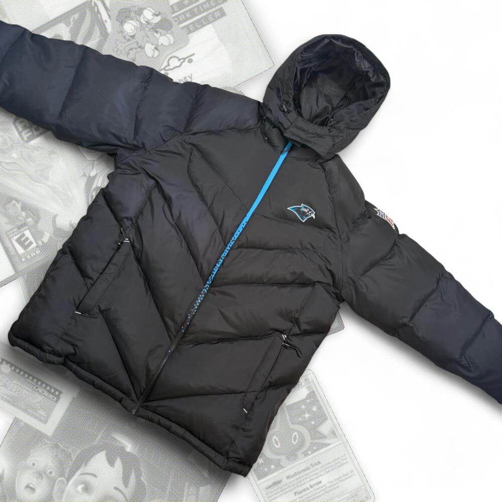 Vintage Reebok NFL Carolina Panthers Graphic NFC West Zip Up Puffer Jacket